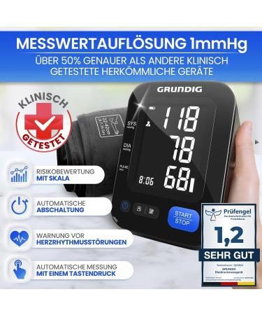 Buy Grundig Blood Pressure Meter - Precision Upper Arm Monitor with Cardiac Arrhythmia Detection & 240 Memory Spaces - Easy to Use & Read - International Shipping Available - Buy Online on GoSupps.com