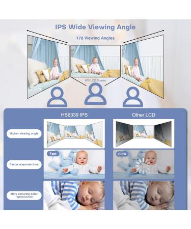 HelloBaby Video Baby Monitor with Camera and Audio | Night Vision | Pan 355 & Tilt 120 | IPS HD Display | 2-Way Audio | VOX Mode | 8 Languages & Lullabies | HB6339 - Buy Online on GoSupps.com