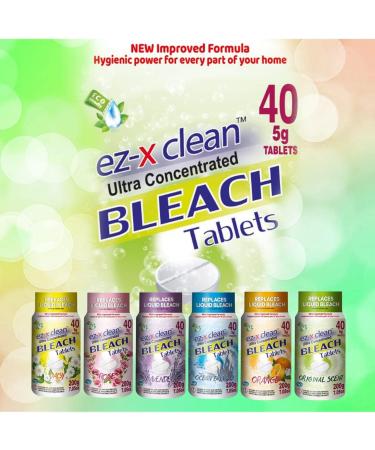 Ultra Concentrated Water Activated Bleach Tablets for Laundry & Cleaning - 40 Tablets 7.05 OZ - Phosphate Free Formula - EZ-X CLEAN - Buy Online on GoSupps.com