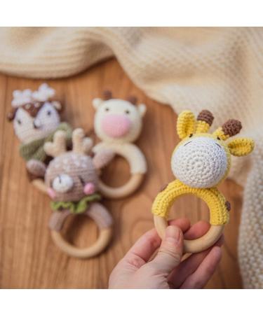 Handmade Mamimami Home Crochet Baby Rattle - Giraffe Teething Ring for Boys & Girls | Perfect Birth Gift - Buy Online on GoSupps.com