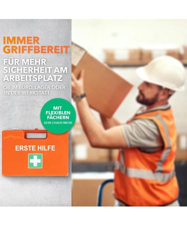 Karat Kleine First Aid Box DIN 13157 - Complete Emergency Kit for Offices Workshops & Home | Ideal for Up to 50 Employees | Wall Bracket Included (28x20x11.5 cm) - Buy Online on GoSupps.com