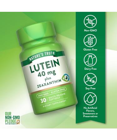 Nature's Truth Lutein and Zeaxanthin Supplement | 40mg | 30 Softgels | Non-GMO & Gluten Free - Buy Online on GoSupps.com