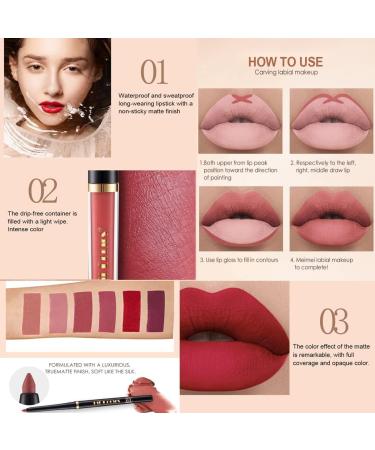 Beliky Girl Matte Liquid Lipstick and Lip Liner Pen Set 3 Colors Liquid Lip Gloss + 3 Colors Lip Liner Pencil Set Velvet Lip Gloss Lipliner Waterproof & Long Lasting Nude Lip Stick Makeup Set A - Buy Online on GoSupps.com