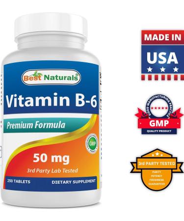 Best Naturals Vitamin B6 50 mg 250 Tablets (250 Count (Pack of 3)) - Buy Online on GoSupps.com