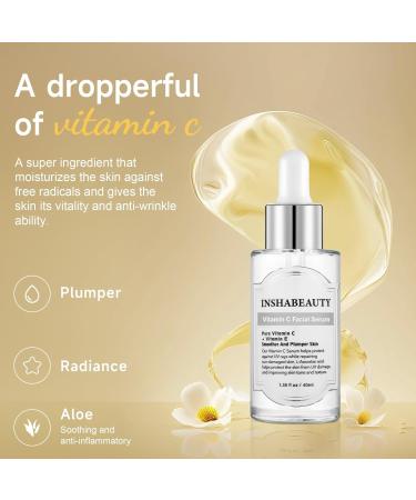 Vitamin C Face Serum with Hyaluronic Acid & Vitamin E - Anti-Aging Radiance Serum for Dark Spots & Even Skin Tone - 1.35 fl oz - Buy Online on GoSupps.com