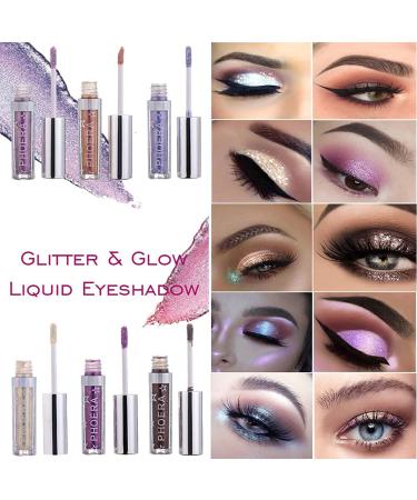 Glitter Eyeshadow Makeup Set - Shimmering Liquid Sparkle for Long-Lasting, Waterproof Eyes - Metallic Pigments in Light Colors - Includes Pencil Stick & Shiny Gloss - A110 - Buy Online on GoSupps.com