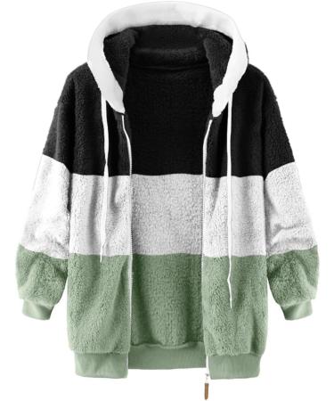 Hanxiulin Women's Fleece Jacket - Plush Long Sleeve Winter Coat Hooded & Cuddly in 5XL Green for Ultimate Comfort - Buy Online on GoSupps.com