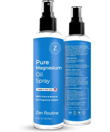 Pure Magnesium Oil Spray 8oz (Single) USP Grade Topical for Feet, Body, Muscles, Leg Cramps & Sleep Extra Strength, Less Sting 100% Organic & Natural Made in USA 8 Fl oz 1-Pack - Buy Online on GoSupps.com