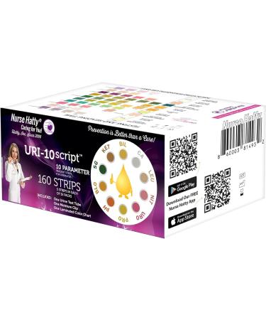 Nurse Hatty 10 Parameter Urine Test Strips - 160ct. Kit for Leukocytes, Nitrites, Protein, pH, Ketone, Bilirubin, Calcium & More | Test Tube Moisture Clip, Waterproof Chart Included - Buy Online on GoSupps.com