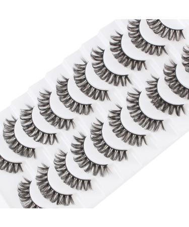 Parrarri Russian Strip Lashes D Curl - 10 Pairs Reusable Fluffy Mink Eyelashes | Curly & Crossed Design - Buy Online on GoSupps.com