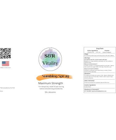 S & R Vitality Max Strength Numbing Spray 4oz with Lidocaine - Fast Pain Relief | International Shipping Available - Buy Online on GoSupps.com