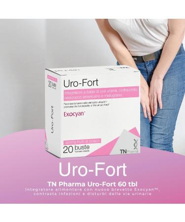 Tn Pharma UroFort 20 sachets Exocyanine Dmannose 3000 mg Ursina grape strawberries pomegranate vegan glutenfree lactosefree - Buy Online on GoSupps.com