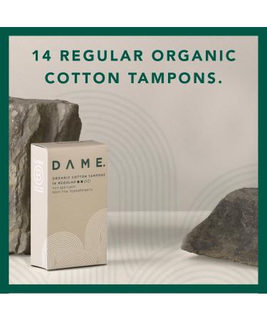 DAME Regular Tampons (x14) | 100% Organic Cotton | Vegan & GOTS Certified | Plastic Free & Compostable - Buy Online on GoSupps.com