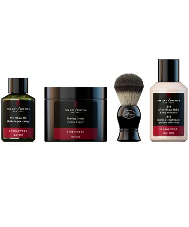 The Art of Shaving Men's Shaving Kit - Sandalwood Scented Shave Cream, Brush, Oil, & Balm Set - Buy Online on GoSupps.com