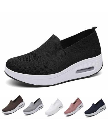 lkujiop Women's Orthopedic Sneakers Zapatos Ortop dicos para Mujer Orthopedic Arch Support Sandals Diabetic Walking Sandals Diabetic Shoes for Women Womens Air Cushion Slip-On Walking Shoes 6 Black