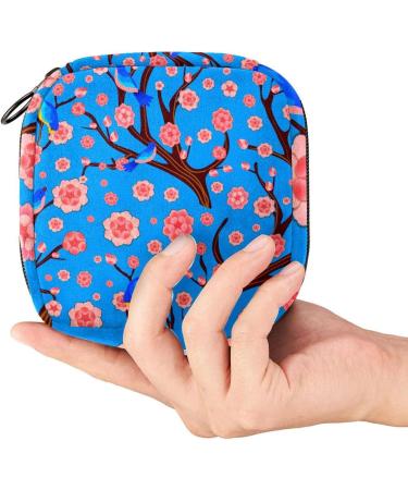 Buy Women's Travel Storage Bag for Menstrual Cup & Makeup Large Capacity Cherry Blossoms & Blue Birds Design - Buy Online on GoSupps.com