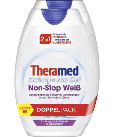 Theramed Lot de 2 dentifrices non stop blancs 2 en 1-150 ml