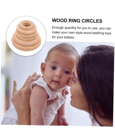 Eringogo 6 Pack Wooden Circle Accessories | Natural Beech Wood Rings for Baby Teething & Biting | Safe Baby Bite Rings - Buy Online on GoSupps.com