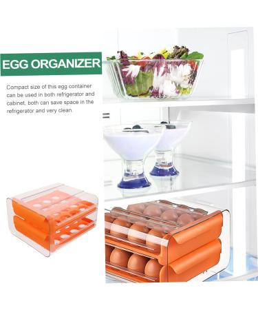 Angoily Egg Storage Box Portable Fridge Refrigerator Egg Case Egg Bin Double Layer Crisper Plastic re-usable Orange 23.5x21.5cm - Buy Online on GoSupps.com