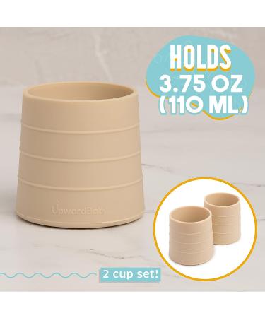 UpwardBaby Silicone Cups 2pc Set - Transition Baby Open Cup, Spill-Proof Toddler Cups for Baby Led Weaning, Dishwasher Safe - Gray - Buy Online on GoSupps.com