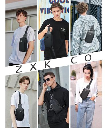 ZXK Co Sling Bag for Men - Waterproof & Durable Crossbody Bag | Small Black Breast Pocket for Cycling Running & Commuting - Buy Online on GoSupps.com