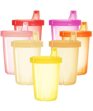 Youngever 7 Pack Kids Sippy Cups Sippy Cups for Infant Kids Toddler 7 Pink Color Sippy Cups