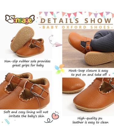 Sonsage Infant Baby Boys Girls Oxford Shoes - Anti-Slip Toddler First Walking Sneakers 0-6 Months (Brown) - Buy Online on GoSupps.com
