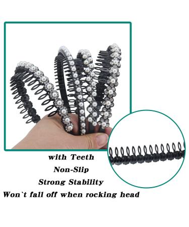 Yeshan Pearl & Rhinestone Hair Comb Headbands for Women - Set of 4 Non-Slip Hair Hoops - Buy Online on GoSupps.com