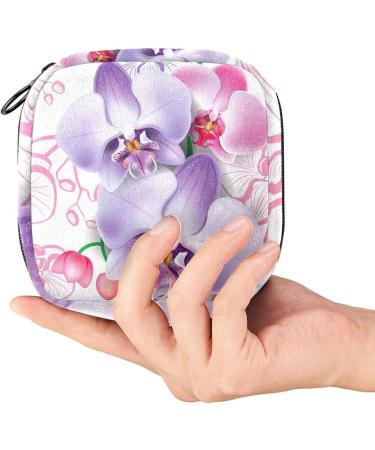 Menstruation Pad Bag with Zipper | Women's Napkin & Tampon Organizer | Stylish Orchid Shading Bag for Girls - Buy Online on GoSupps.com