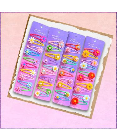 Cute 40 Pcs Hair Clips for Girls - Multi Coloured Metal Snap Hair Accessories with Different Designs - Flower Clips for Baby Girls - 2 Inches Long - Buy Online on GoSupps.com