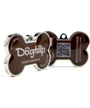 DogTap Solid Digital Dog Tag - NFC & QR Code for Contact Details | Waterproof Robust PVC & Metal | Perfect 41.6 x 28.5 x 4.6 mm Brown Design - Buy Online on GoSupps.com