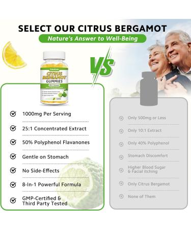 Citrus Bergamot Gummies Citrus Bergamot Supplement for High Cholesterol Cholesterol Lowering Supplement for Heart Immune System & Healthy Aging Support Sugar Free Vegan Lemon Flavor 60 Count 60 Count (Pack of 1) - Buy Online on GoSupps.com