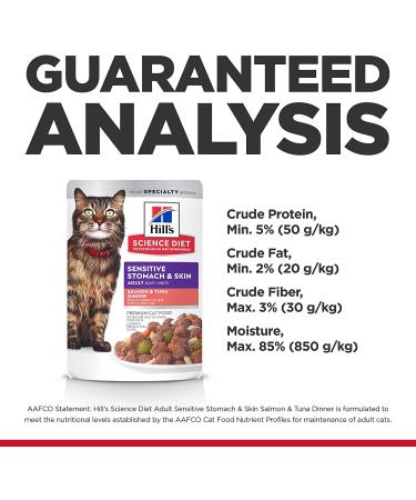 Hill's Science Diet Adult Sensitive Stomach & Skin Wet Cat Food Pouch - Salmon & Tuna - 2.8 oz (24 Pack) - Buy Online on GoSupps.com