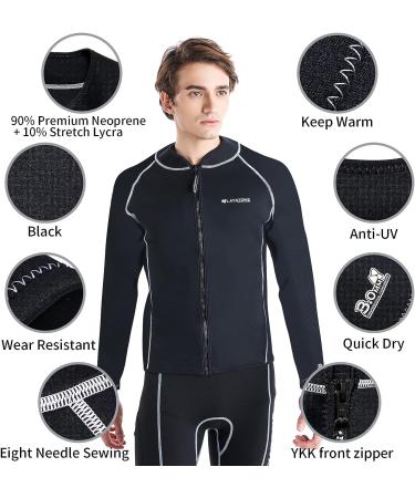 LayaTone 3mm Neoprene Wetsuit Top for Men and Women | Long Sleeve Scuba Diving/Surfing Top | Zipper Wet Suit for Adults | Black - Size Large - Buy Online on GoSupps.com