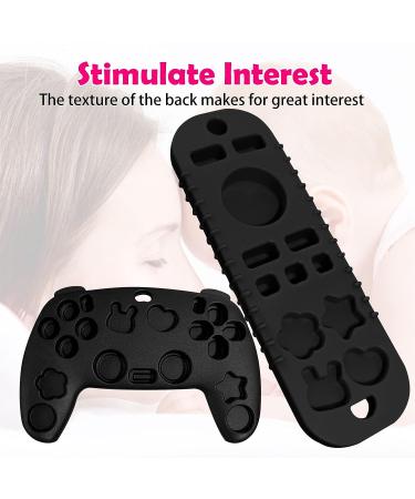 Tronphy Silicone Teether Toys - Remote Control Game Pad Shape Teething for Toddler - Chew Toys for 6-12 Months Baby - Sensory Press Button - 2 Pcs (Black) - Buy Online on GoSupps.com