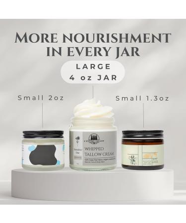 100% Grass Fed Beef Tallow For Face & Skin - All Natural Tallow Face Cream - Whipped Moisturizer Lotion - Made in USA - 100% Organic Essential Oils - Lrg 4 Fl Oz - For Sensitive Skin - (Unscented) Unscented 4 Fl Oz (Pack of  - Buy Online on GoSupps.com