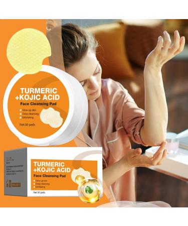 Turmeric Cleansing Pads 30 Pieces Turmeric Kojic Face Pads Turmeric Face Pads to Clear Clogged Pores Dark Spots and Dull Skin - Buy Online on GoSupps.com