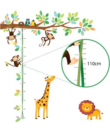 DECOWALL DW-1402 Little Monkeys Tree and Animals Height Chart Kids Wall Stickers Wall Decals Peel and Stick Removable Wall Stickers for Kids Nursery Bedroom Living Room Animal Height Chart - Buy Online on GoSupps.com