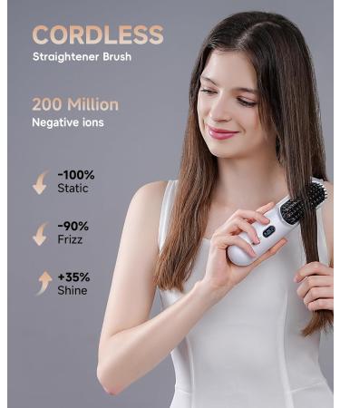 Portable Cordless Hair Straightener Brush | Mini Hot Comb for Women | 60 Mins Battery Life | USB C Rechargeable | Anti-Scald & Ion Smoothing | Lightweight Travel Essential - Buy Online on GoSupps.com