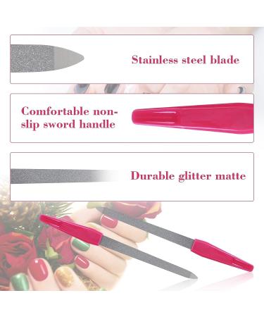 TIESOME 6Pcs Stainless Steel Sword Nail Files with Non-Slip Handle - Double Sided Sapphire File for Manicure Pedicure - Nail Care for Women and Men - Buy Online on GoSupps.com