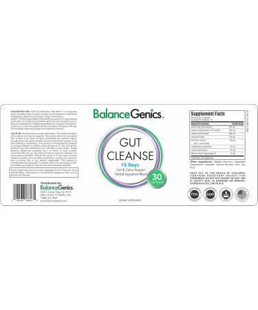 BalanceGenics 15 Day Gut Cleanse - Natural Plant-Based Colon Cleanser for Digestive Support - Daily Gut Health Supplement for Men & Women -30 Capsules - Buy Online on GoSupps.com