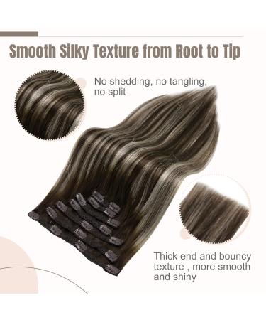 Fshine 35cm Brown to Blonde Ombre Clip In Hair Extensions - Real Human Hair 7pcs 120g Balayage #2/60/2 - Buy Online on GoSupps.com