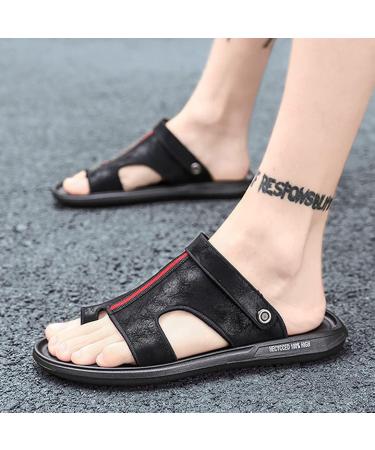 WCXTY Bunion Toe Ring Sandals for Men - Orthotic Flat Sandals for Plantar Fasciitis - Lightweight Non-Slip Beach Slippers - Size 8.5, Black - Buy Online on GoSupps.com