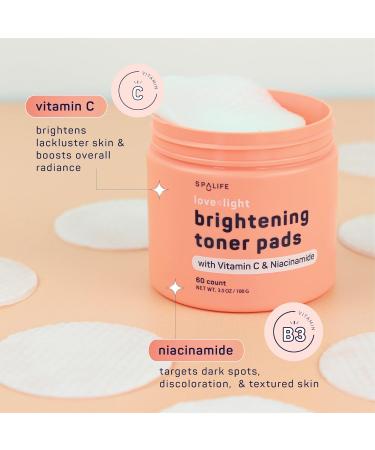 Buy SpaLife Love & Light Radiating Toner Pads Brightening Formula for Uneven Skin Tone Dark Spots & Dullness with Vitamin C & Niacinamide Pre-Soaked Face Pads for Instant Glow - Buy Online on GoSupps.com
