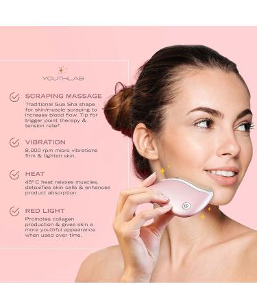 YouthLab ProSculpt Gua Sha Tool | Heat/Electric Vibration | Anti-Aging & Wrinkle Reduction | Facial Sculpting/Tightening | Eye Puffiness & Tension Relief | Acupressure | Face Lift | Double Chin | Rose Gold - Buy Online on GoSupps.com
