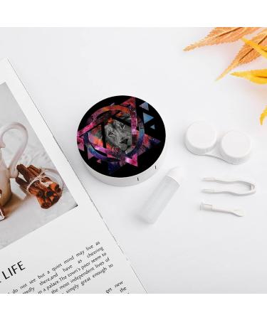 Galaxy Lion Round Case For Contact Lens Kit Storage Box with Mirror Printed - Buy Online on GoSupps.com