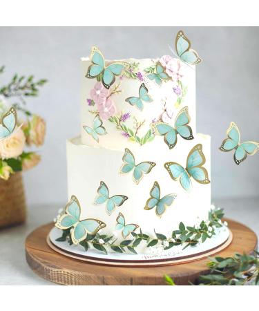 Blumomon 30-Piece 3D Butterfly Cake Topper Decorations - Green & Gold Border Mixed Sizes for Weddings Baby Showers & Birthdays - Perfect Cupcake Picks - Buy Online on GoSupps.com