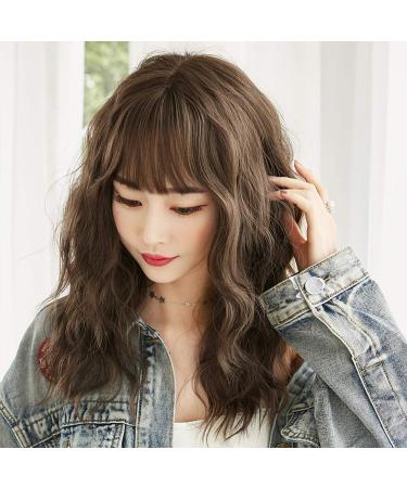 URCGTSA Long Wavy Synthetic Party Wig with Bangs - 22 Heat Resistant Fiber Hair in Cold Brown for Women - Buy Online on GoSupps.com