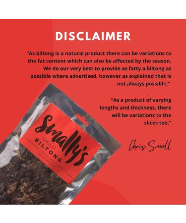 Smally's Chilli Fatty Biltong Snack - High Protein Gluten-Free Beef Jerky - 250g Pack - Buy Online on GoSupps.com
