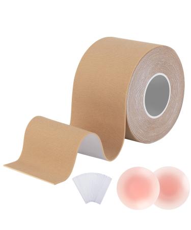 Boobytape for Breast Lift, Adukii Breast Tape With 2 PCS Nipple Covers & 36 PCS Fearless Tape, Bob Tape for Breast Lift Bare Lift Large Breasts Friendly Push Up Strong Support Flesh